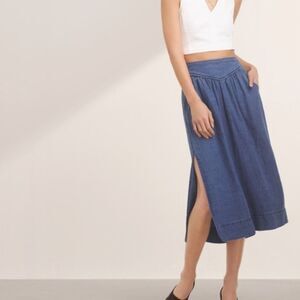 Aritzia Wilfred SKIRT Gabrielle Chambray Denim Midi Skirt S small